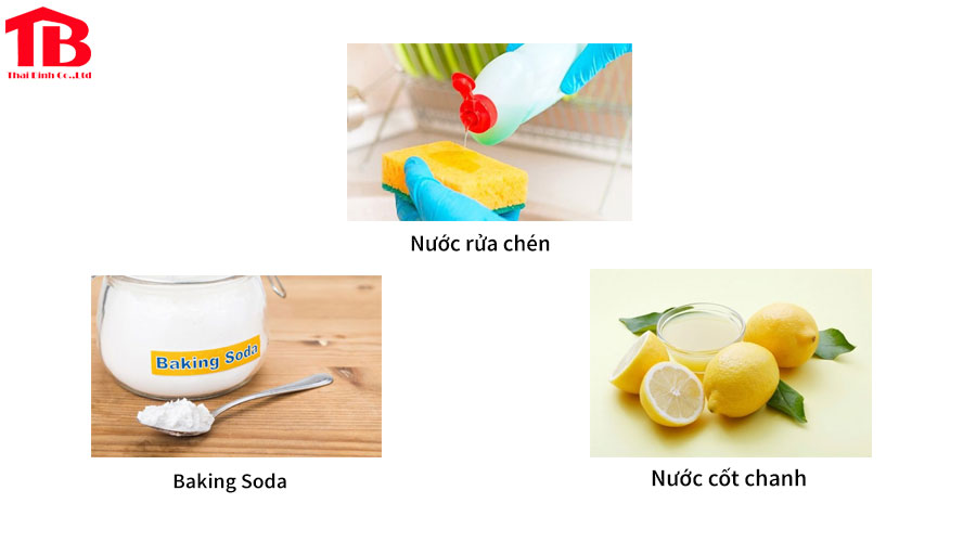 Các chất tẩy rửa tự nhiên như nước cốt chanh, nước rửa chén hay baking soda